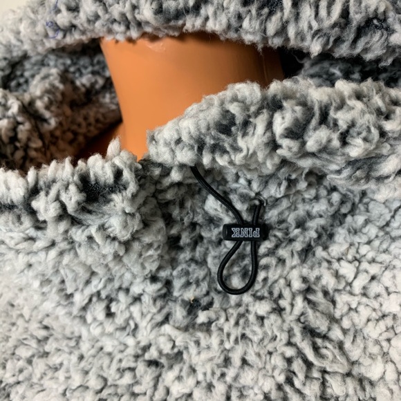 PINK VS SHERPA FUNNEL NECK HOODIE PULLOVER - Picture 3 of 7